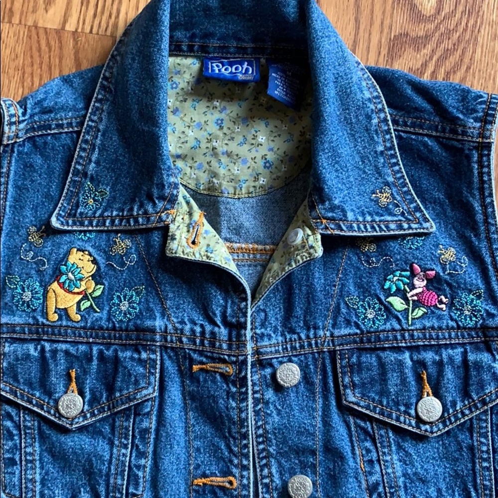 Denim Winnie The Pooh Embroidered Vest